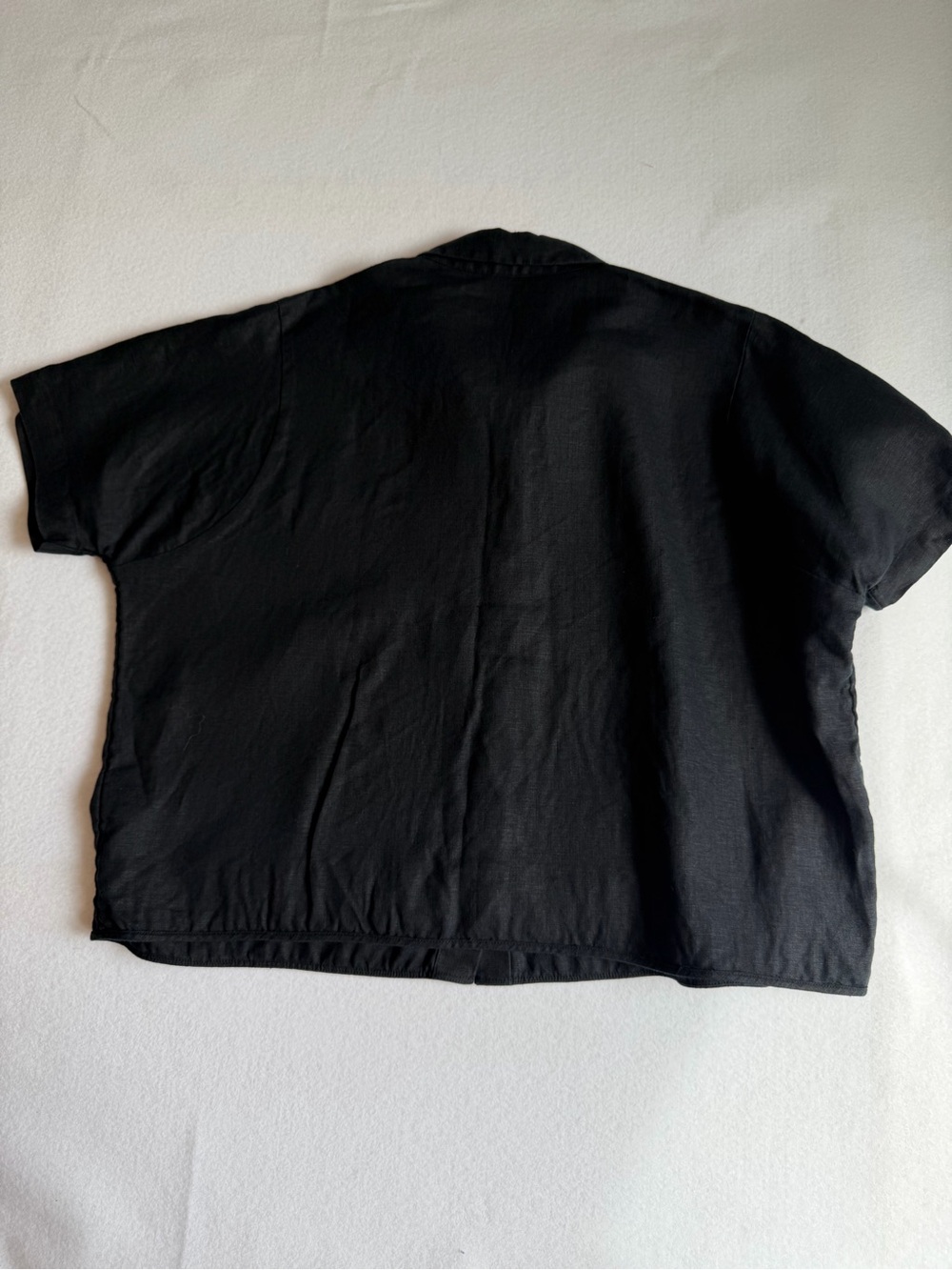 COS Oversized Linen Button Front Shirt Black Boxy Short Sleeve Women’s US 8 - Picture 4 of 11